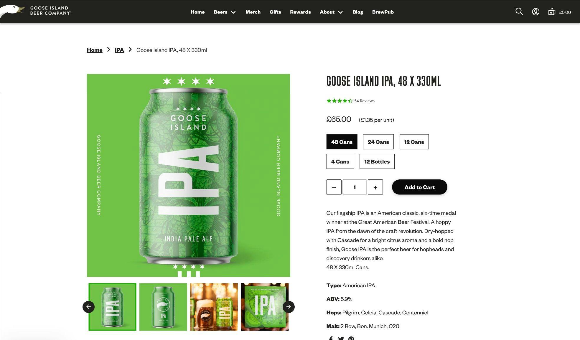Goose Island IPA Product Page